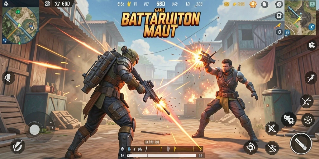Tampilan gameplay Battle Royale 66D yang mendebarkan dan penuh aksi.