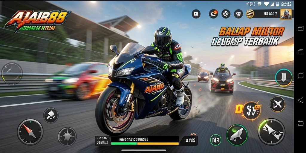 Tampilan gameplay balap motor yang mendebarkan di AJAIB88.