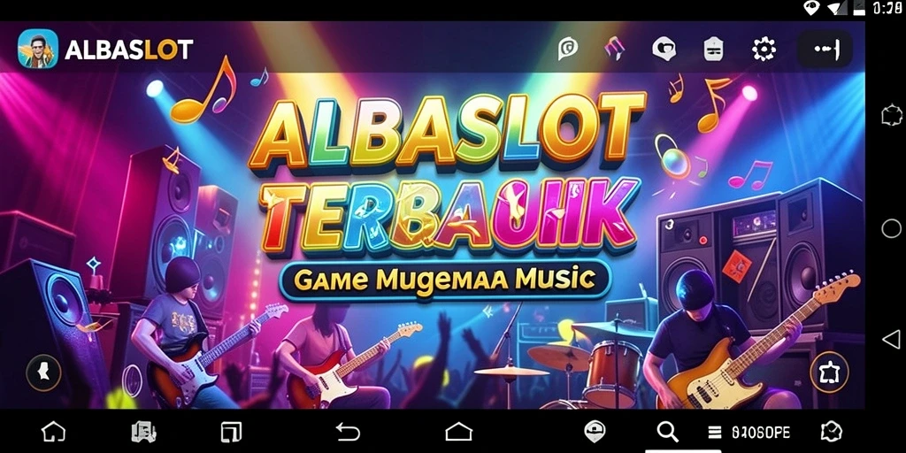 Screenshot utama ALBASLOT menampilkan gameplay seru dengan berbagai pilihan lagu.