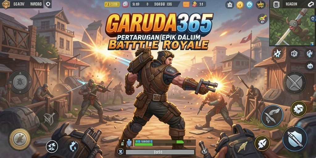 Screenshot gameplay GARUDA365 menunjukkan momen epik dalam pertarungan Battle Royale.