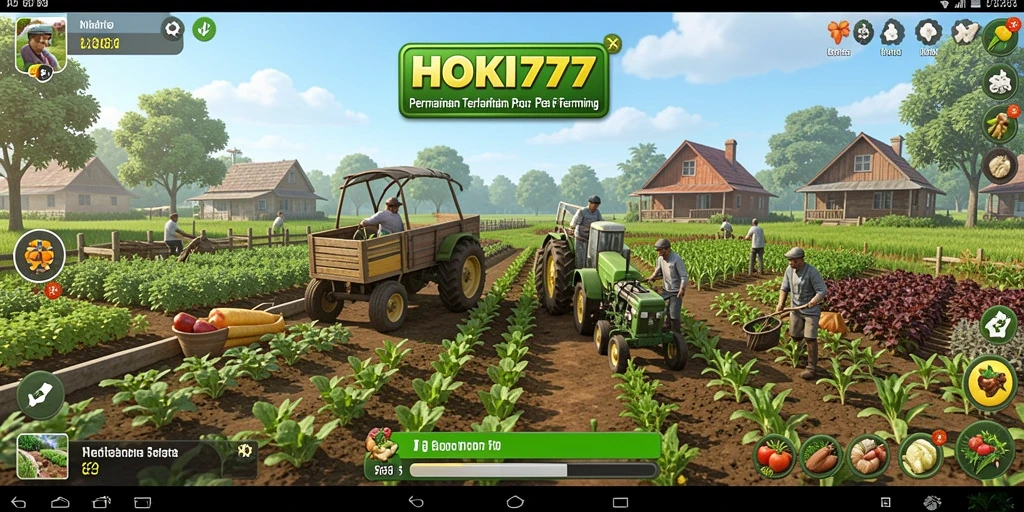 Screenshot utama HOKI777 dengan tampilan penuh dari gameplay pertanian.