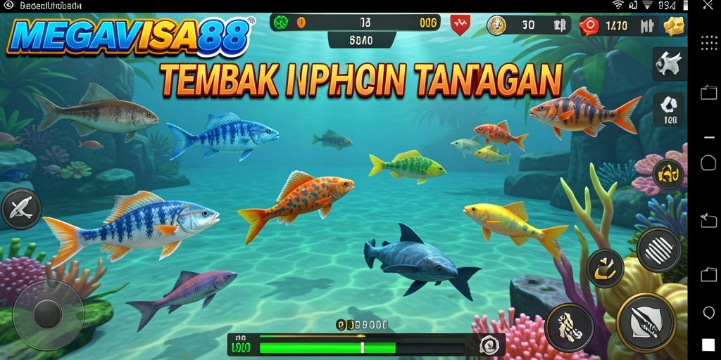 Tangkapan layar gameplay MEGAVISA88 dengan aksi tembak ikan yang mendebarkan.