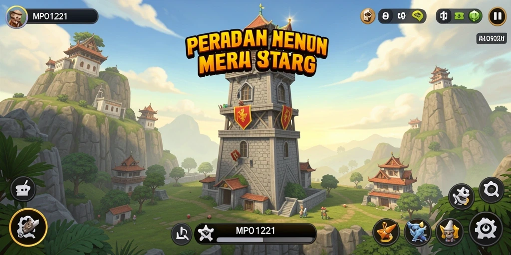 Tangkapan layar gameplay menampilkan menara yang siap mempertahankan wilayah.