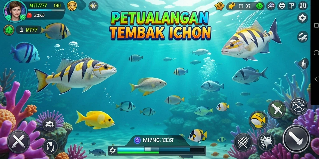 Tampilan gameplay MT777 yang menarik saat berburu ikan.