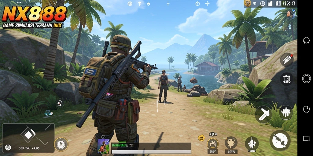 Tampilan utama NX888 dengan gameplay menarik dalam simulasi interaktif.