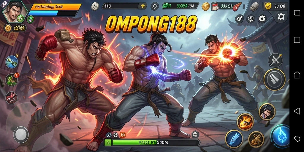 Tampilan aksi mendebarkan dari gameplay OMPONG188 dalam pertarungan.