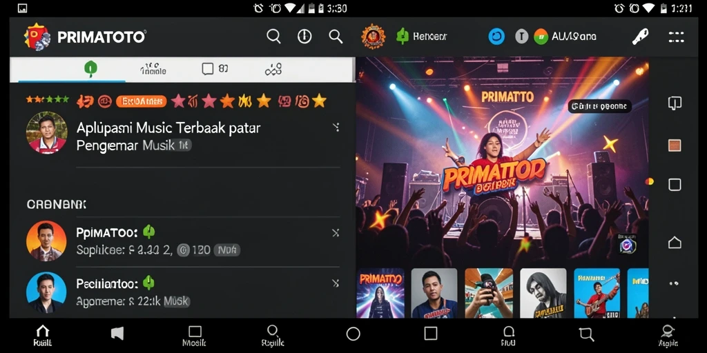 Tampilan screenshot gameplay PRIMATOTO dengan antarmuka musik yang menarik.