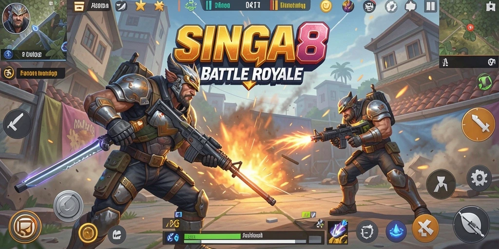 Gameplay intens di arena Battle Royale SINGA8.