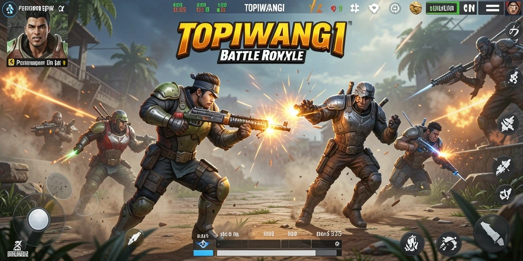 Tangkapan layar gameplay seru dari TOPIWANGI dalam pertarungan Battle Royale.